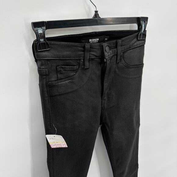 Hudson Jeans NWT Barbara High Waisted Super Skinny Coated Black Jeans // 24 - Picture 6 of 13